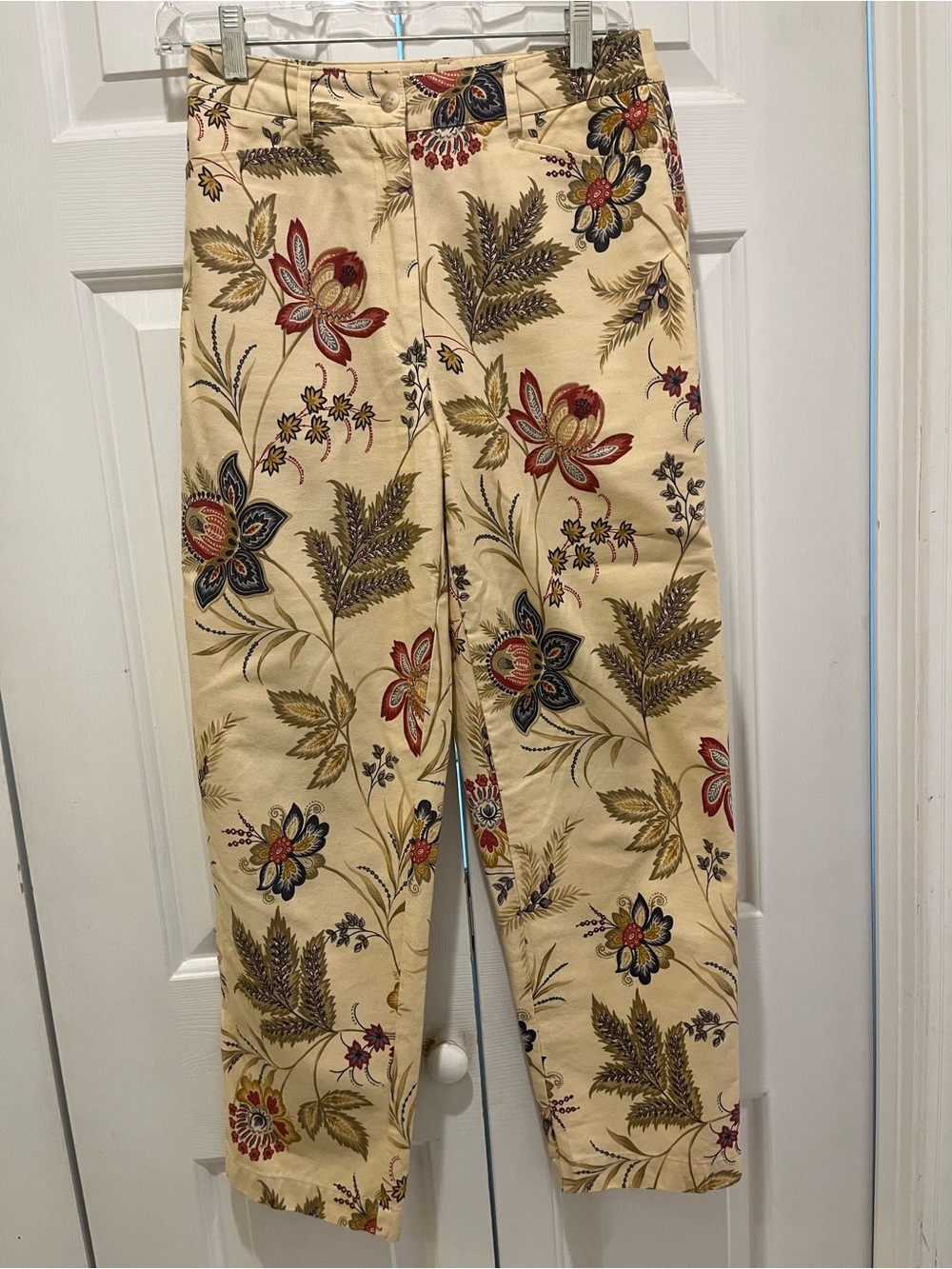 Talbots Cream Floral Straight Leg Pants